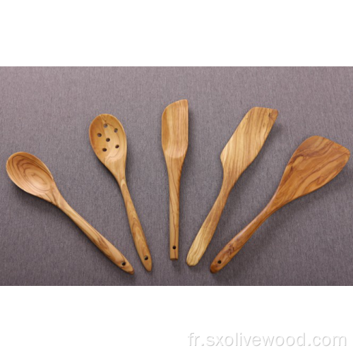 Ensemble d&#39;ustensiles en bois d&#39;olivier de 5 cuillères / spatules